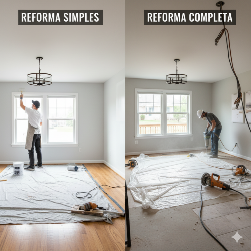 Diferença entre reforma simples e reforma completa em casas